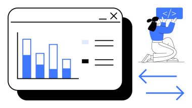 Tarayıcı penceresinde kod etiketli bir çubuk çizelgesi. Veri analizi, programlama, web geliştirme, teknoloji eğitimi, UX tasarımı, kodlama dersleri, basit iniş sayfası için ideal
