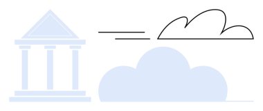 Banka simgesi, geleneksel bankacılıktan bulut teknolojisine geçişi temsil eden bulut şekilleriyle eşleştirildi. Dijital dönüşüm, yenilik, finans, teknoloji, modernleşme ve gelecek için ideal