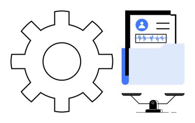 İşlem için vites, analitik dizin ve veri için kullanıcı profili ve değerlendirme için denge ölçeği. Üretkenlik, iş akışı, analitik, değerlendirme, karar verme, organizasyon için ideal