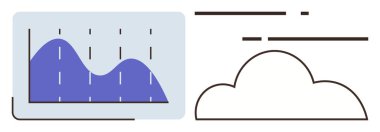 Çizgi çizelgesi ve alan eğilimleri bulut ile eşleştirildiğinde veri analizi, teknoloji ve depolamayı sembolize eder. Teknoloji, yenilik, analitik, depolama, veri bilimi bilimi için ideal. Basit.