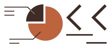 Pie grafiği satır, ok ve soyut şekillerle dilimlenmiş anahtar veri karşılaştırması ve analizi vurguluyor. Bilgi, rapor, sunum, süreç, yön ve minimalizm için ideal