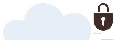 Bulut sembolü, güvenli veri depolama, mahremiyet ve ağ şifreleme kilidiyle eşleştirilmiş. Siber güvenlik, bulut bilgisayarı, teknoloji, çevrimiçi mahremiyet, veri yönetimi, güvenlik için ideal