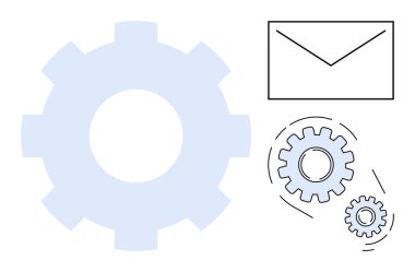 Vites mekanizmaları ve zarf takım çalışması, süreç verimliliği, iletişim ve iş akışı otomasyonunu içerir. Üretkenlik, verimlilik, takım çalışması, e-posta sistemleri, yenilik stratejisi için ideal basit düz