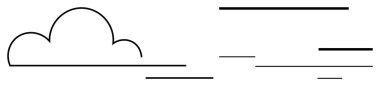 Tek bir bulut çizgisi ve yatay çizgiler rüzgar ve hareketi temsil ediyor. Hava, doğa, basitlik, hız, hareket, çevre temaları, minimalist tasarım, basit düz tasarım için ideal
