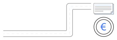 Belgelere giden yol ve bir Avrupa para birimi sembolü, mali işlemleri, sözleşmeleri ve ödemeleri temsil ediyor. İş, finans, Avro Bölgesi, anlaşmalar, yatırım analizleri için ideal