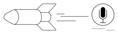 Roket hareket çizgileriyle bir dairenin içindeki mikrofon sembolünün yanında ileri doğru hızla ilerliyor. Yenilik için ideal, teknoloji, iletişim, podcast, yaratıcılık, ilerleme, basit iniş sayfası