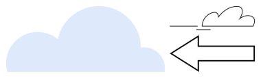 Üzerinde basit bir bulut çizgisi olan kalın bir ok bulunan büyük mavi bir bulut. Hava durumu, teknoloji, bulut hesaplama, veri transferi, yön, iletişim, minimalizm için ideal