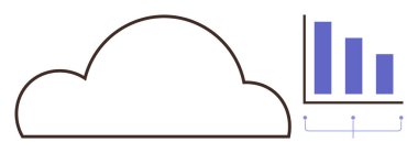 Veri eğilimlerini ve bağlantıları görselleştiren çubuk grafiğinin yanında bulut şekli. Teknoloji, bulut hesaplama, veri analizi, bağlantı, iş büyümesi, dijital depolama, basit düz metafor