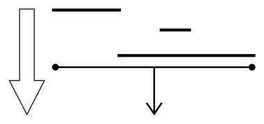 Aşağı doğru ok, birbirine bağlı noktalar ve farklı oklarla yatay bir çizgiye gidiyor. Çalışma akışı, süreç, yön, bağlantı, organizasyon, zaman çizelgesi ve basit iniş sayfası için ideal
