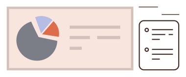 Üç bölümlü pasta grafiği, bitişik metin listesi ve betimleyici satırlar. Veri analizi, raporlama, iş sezgileri, istatistikler, planlama sunumları eğitimi için ideal. Basit düz metafor