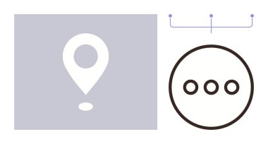 Minimum tasarım, sergilenen navigasyon, bilgi akışı, teknoloji, iletişim, karar verme, planlama ve kullanıcı arayüzü fikirlerindeki konum belirleyici ve elipsis. Basit bir düz metafor.