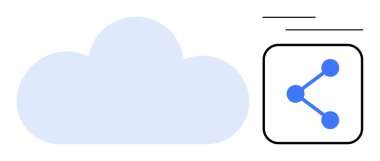 Mavi bulut simgesi dijital depolama, bağlantı ve işbirliği için bir ağ paylaşım elemanıyla eşleştirildi. Teknoloji, bulut hesaplama, veri yönetimi, paylaşım çözümleri, takım çalışması için ideal