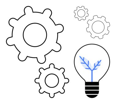 Birbirine bağlı dişliler ve içinde büyüyen yapraklar olan bir ampul büyümeyi, sürdürülebilirliği, yeniliği, takım çalışmasını, problem çözmeyi, yaratıcılığı, yenilenebilir enerjiyi sembolize eder. İş için ideal