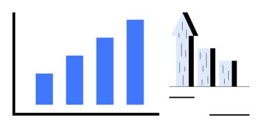 Büyümeyi, analitiği, başarıyı ve ilerlemeyi gösteren mavi çizgi ve yukarı doğru ok grafiği. İş, finans, pazarlama, analitik, performans stratejisi ve basit bir iniş sayfası için ideal