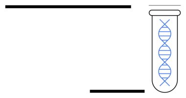 DNA çift sarmal yapısı, temiz minimum çizgilerle test tüpünün içinde. Genetik, biyoteknoloji, araştırma, laboratuvar, yenilik, biyoloji ve bilimsel konsept için idealdir. Basit düz metafor
