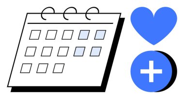 Mavi kalple takvim düzenini aç ve simge ekle. Program, organizasyon, sağlık hedefleri, üretkenlik, zaman yönetimi, refah, basit bir iniş sayfası için ideal