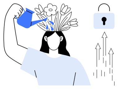 Kafasından çiçekleri sulayan kadın kişisel gelişimi ve yaratıcılığı sembolize ediyor. Kilit ve oklar yeni fikirlerin ve isteklerin kilidini açmayı öneriyor. Kişisel gelişim ve yaratıcılık için ideal.