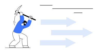 Akan mavi oklara doğru tek tek sallanan kazmalar zorlukları aşıp ilerlemeyi temsil ediyor. Yenilik, büyüme, üretkenlik, azim, problem çözme, esneklik için ideal
