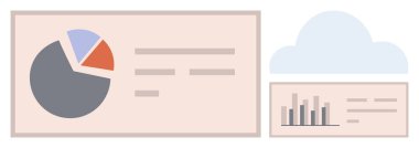 Turta tablosu, bar grafiği ve veri analizi, bulut depolama ve teknolojiyi simgeleyen paneller üzerindeki yazı. Analiz, bulut hesaplama, teknolojik çözümler, iş anlayışları dijital eğilimler için ideal