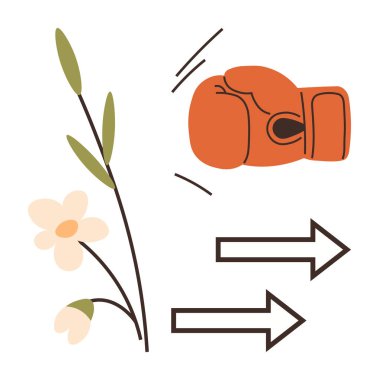 Narin çiçek dalı cesur bir boks eldiveni ve oklarla çelişiyor, çatışmayı, gücü ve yönü simgeliyor. Güç, denge, çatışma, büyüme, karar verme esnekliği için idealdir.