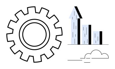 İlerlemeyi, verimliliği ve verimliliği sembolize eden yukarı doğru ok grafiğiyle yan yana dizilin. İş için ideal, yenilik, analitik, takım çalışması, pazarlama, teknoloji sade iniş sayfası