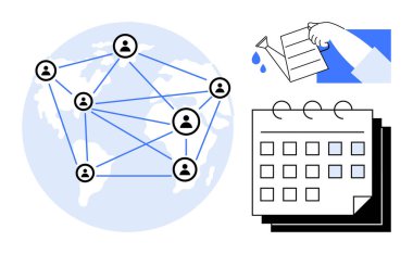 Dünyanın dört bir yanında birbirine bağlı insanlardan oluşan bir ağ, sulama tenekesiyle elle yetiştirme, takvim zaman planlamasını ön plana çıkarıyor. Takım çalışması, küresel iletişim, büyüme, organizasyon için ideal