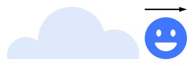 Mavi yüzlü açık mavi bulut ve ilerlemeyi gösteren siyah ok. Yenilik, büyüme, pozitiflik, motivasyon, verimlilik, ilerleme için ideal, basit iniş sayfası