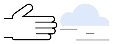 Minimalist bir bulut tasarımı, işbirliği, fırsat, yenilik ve desteğe doğru açık bir el uzattı. Takım çalışması için ideal, ortaklık, gelecek, ilham sürdürülebilirlik ve basit