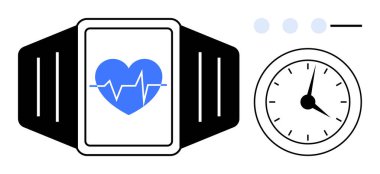 Kalp atış hızını zamanlayıcıyla gösteren akıllı ekran. Sağlık, fitness, yaşam tarzı, teknoloji, yenilik, kişisel bakım, zaman yönetimi için idealdir. Kusursuz düz metafor