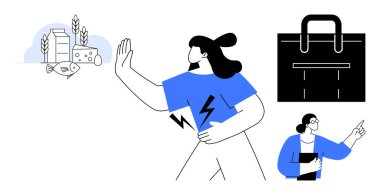 Kadınlar besin maddelerini reddediyor. Süt, peynir, balık gibi. Enerji tutarken alerjiden kaçınıp işe odaklanıyor. İş-yaşam dengesi, beslenme tercihi, alerji farkındalığı için ideal