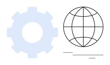 Dişliler ve küreseller yenilikleri, takım çalışmalarını, küreselleşmeyi ve teknolojiyi gösteriyor. Ağ oluşturma, mühendislik, uluslararası kapsam, bilgi paylaşımı ve sanayi ilerlemesi için idealdir.