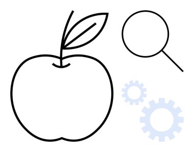 Elma ve yaprak bir büyüteç ve dişliler araştırma, öğrenme, teknoloji, üretkenlik, yenilik, yaratıcılık ve analizi sembolize eder. Eğitim ve bilim için ideal