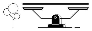 Adaleti, dengeyi, eşitliği, doğayı, istikrarı, karar vermeyi ve ekolojik farkındalığı sembolize etmek için ağacın yanındaki minimalist dengeli ölçek. Hukuki, ekolojik etik kavramlar için idealdir.
