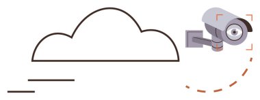 Bulut çizgisi mobese kamerasıyla eşleştirildi. İzleme, güvenlik ve bağlantıyı vurguladı. Teknoloji için ideal, veri koruması, bulut bilgisayarı, siber güvenlik, çevrimiçi güvenlik, uzaktan izleme