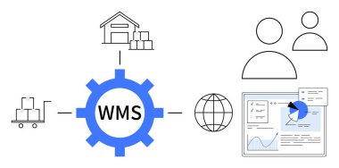 WMS, depo, kutulu el arabası, analitik gösterge paneli ve iki kullanıcı. Lojistik, envanter, ikmal zinciri ekip çalışması için ideal. Basit bir iniş sayfası.