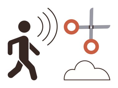 Ses dalgaları yayıyor, makas bulutun yanında kesiyor. İletişim, konuşma, ses, ses düzenleme, takım çalışması, bulut hesaplama yaratıcılığı için ideal. Basit düz metafor