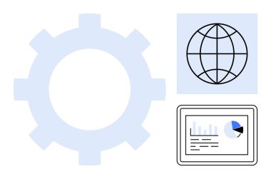 Vites mekanizması, bir küresel bağlantı, analitik ve verimli iş akışını sembolize eden bir veri paneli. Kavram için ideal teknoloji, küreselleşme, verimlilik
