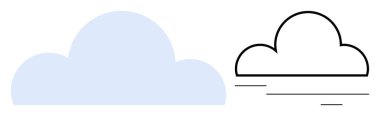 Düz dizayn edilmiş iki bulut, biri saf mavi ve diğeri çizgilerle özetlenmiş. Hava durumu, bulut depolama, dijital teknoloji, yenilik, çevre, basitlik ağı için idealdir. Basit bir daire.