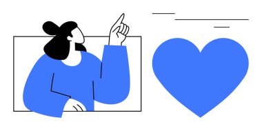 Büyük bir kalp şeklinin yanında yukarıya bakan bir kadın figürü. İletişim, ilgi, sevgi, sağlık, ilişkiler, rehberlik, yaratıcılık için ideal. Basit düz metafor