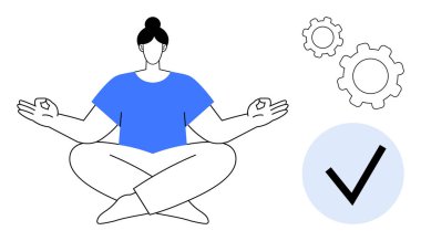 Odaklanma, üretkenlik, farkındalık, denge, verimlilik, kişisel gelişim ve hedeflere ulaşma konularında meditasyon yapan kişi. Refah ve planlama için ideal.
