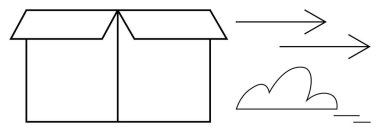 Hareket eden oklarla dolu kutuyu aç ve bulut hız, verimlilik ve teslimatı işaret ediyor. Lojistik, nakliye, e-ticaret, yenilik, sadelik minimalizmi ve hızlı servis için idealdir. Basit.