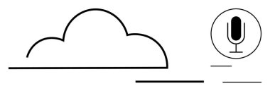 Yatay çizgileri olan bulut ve daire şeklinde mikrofon bulut depolama, ses kaydı, ses işleme. Bulut teknolojisi, dijital hizmetler, kayıt, yenilik, gelecekteki teknoloji için ideal