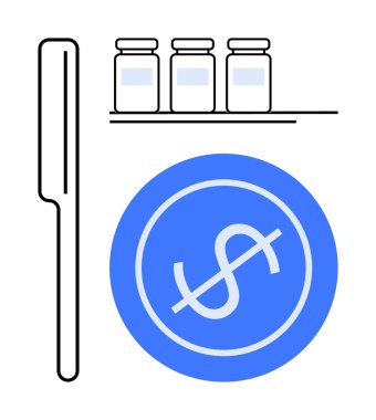 Rafta tıbbi kavanoz üçlüsü, dolar çapraz sembolü ve sağlık harcamalarının azaltıldığını gösteren neşter. Sağlık, ödenebilirlik, bütçe, yenilik, sağlık, tedavi farkındalığı için idealdir.