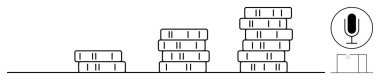 Yatay madeni para yığınları, ses mesajlaşması öneren bir mikrofon ikonu ile eşleştirildiğinde büyür. Finans, büyüme, iş fikirleri, yayıncılık, kaydetme, iletişim, basit iniş için ideal