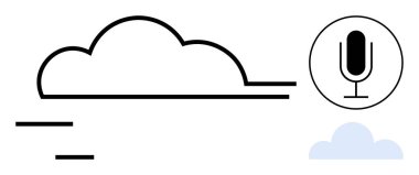 Mikrofonun yanında bulut grafiği, ses teknolojisini ve bulut temelli hizmetleri sembolize ediyor. Teknoloji, yenilik, yapay zeka, ses, ağ, iletişim, yaratıcı medya sade iniş sayfası için ideal