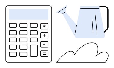Hesap makinesi ve sulama, çalıların yanı sıra finans, büyüme, planlama, tasarruf, yatırımlar, sürdürülebilirlik ve eğitimi sembolize edebilir. Finansal planlama çevre dostu strateji eğitimi için idealdir. Basit.