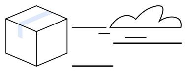 Hızlı taşımacılık, e-ticaret, lojistik, verimlilik, yenilik, iletişim ve basit düz metafordaki ilerlemeyi sembolize eden, ulaşım çizgileri ve bulut içeren bir paketi temsil eden kutu