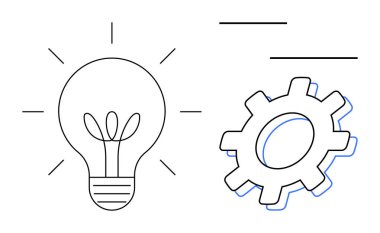 İçinde büyümeyi ve fikirleri sembolize eden bir bitki olan ampul, sistem için bir dişli ve işleme verimliliğini sembolize ediyor. Yaratıcılık, yenilik, üretkenlik, sürdürülebilirlik, liderlik, teknoloji için ideal