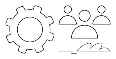 Takım çalışmasını, yenilikçiliği, süreci, işbirliğini, ilerlemeyi, verimliliği ve verimliliği temsil eden üç insan sembolü ve soyut dalgalarla donatılmış. İş için ideal, takım çalışması iş akışı