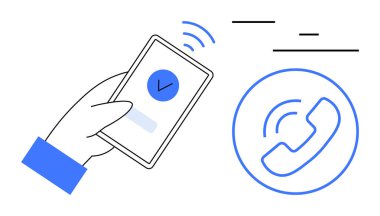 Elinde işaretli akıllı telefon ve titreşim yayıyor. Gelen çağrıyı gösteriyor. İletişim uygulamaları, teknoloji, bağlantı, müşteri desteği, uzaktan çalışma, mobil uygulamalar için ideal